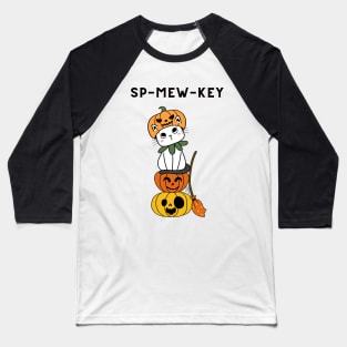 Spooky (Sp-mew-key) Kitten with pumpkins Baseball T-Shirt